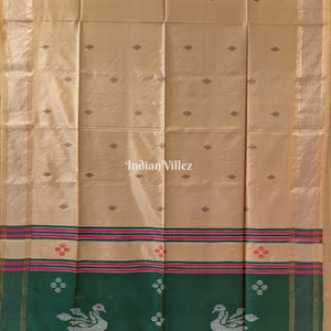 Rama Green with Chandan Color Handwoven Soft Silk Saree