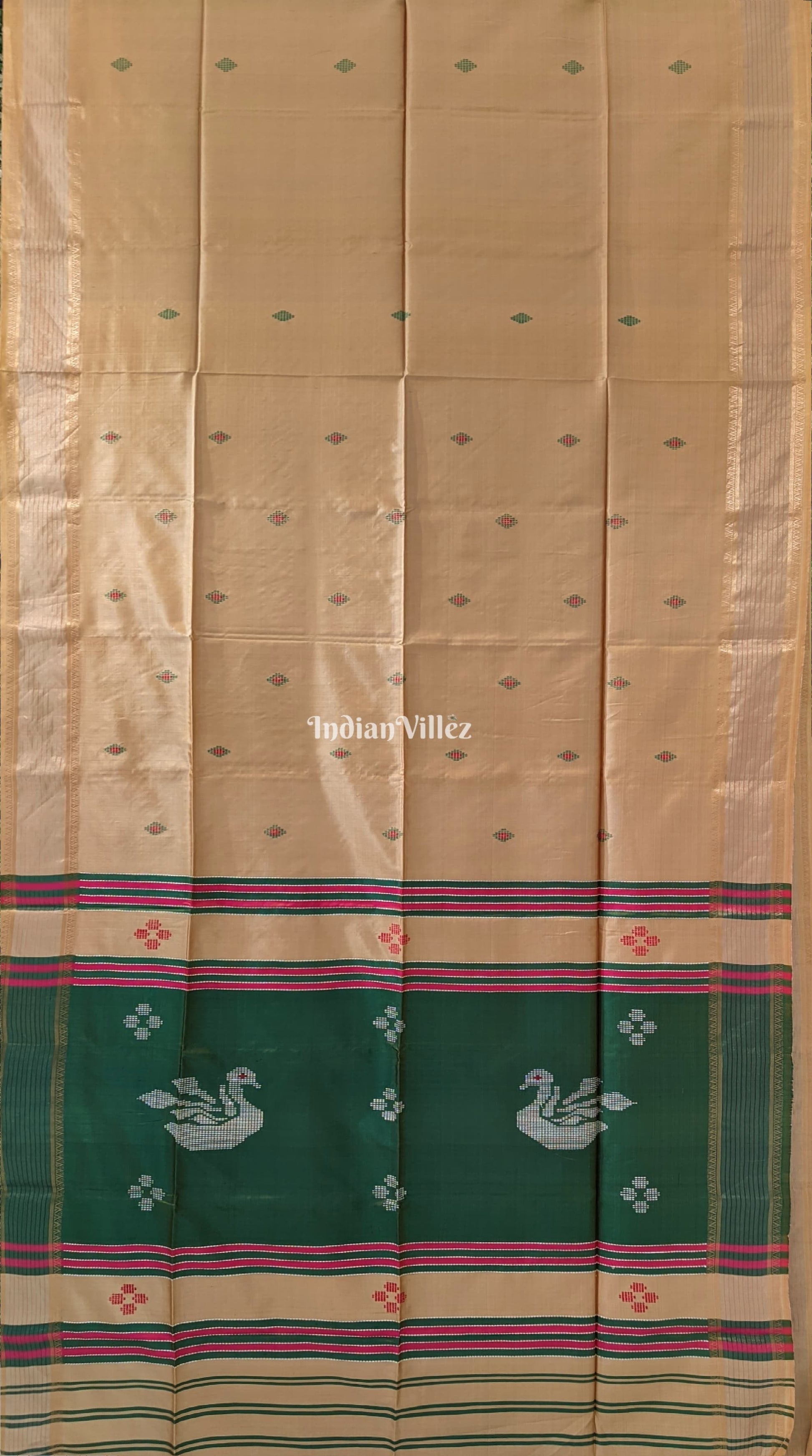 Rama Green with Chandan Color Handwoven Soft Silk Saree