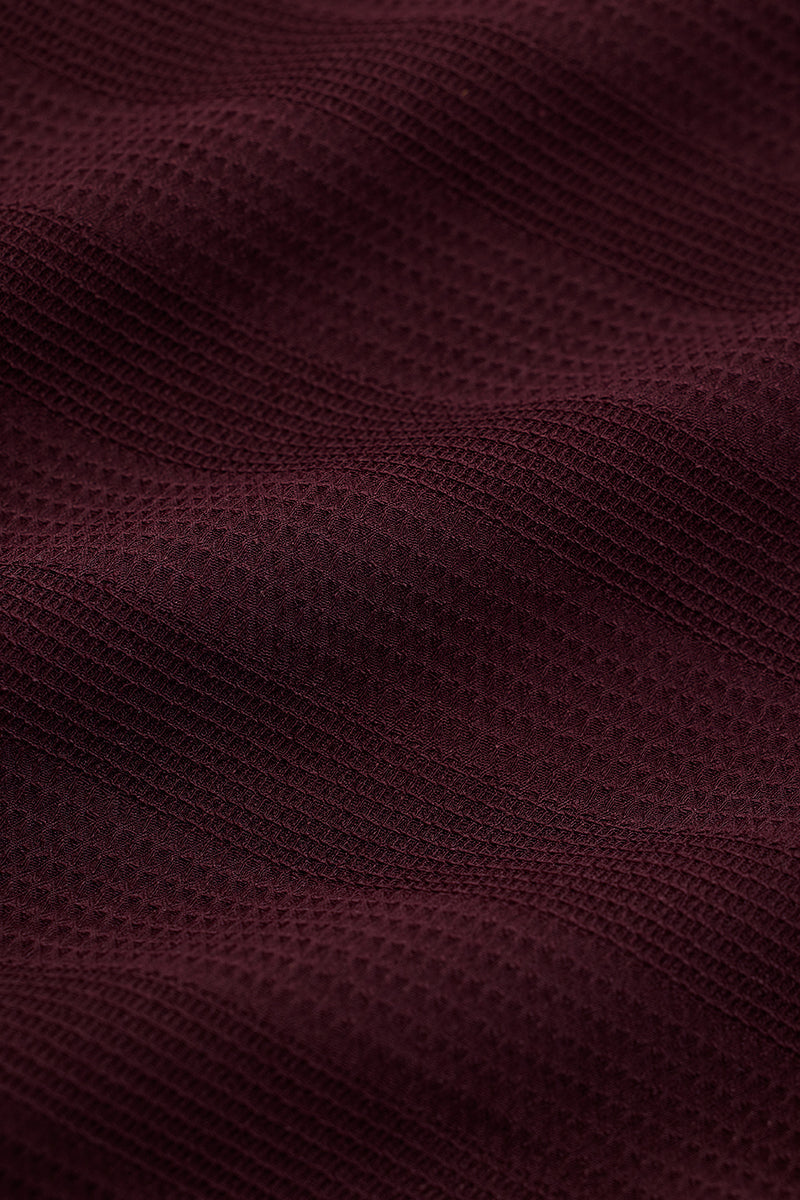 Burgundy Textured Slim Fit Shirt