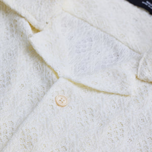 White Self-Design Crochet Shirt