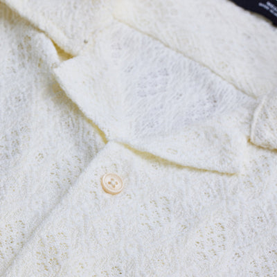 White Self-Design Crochet Shirt