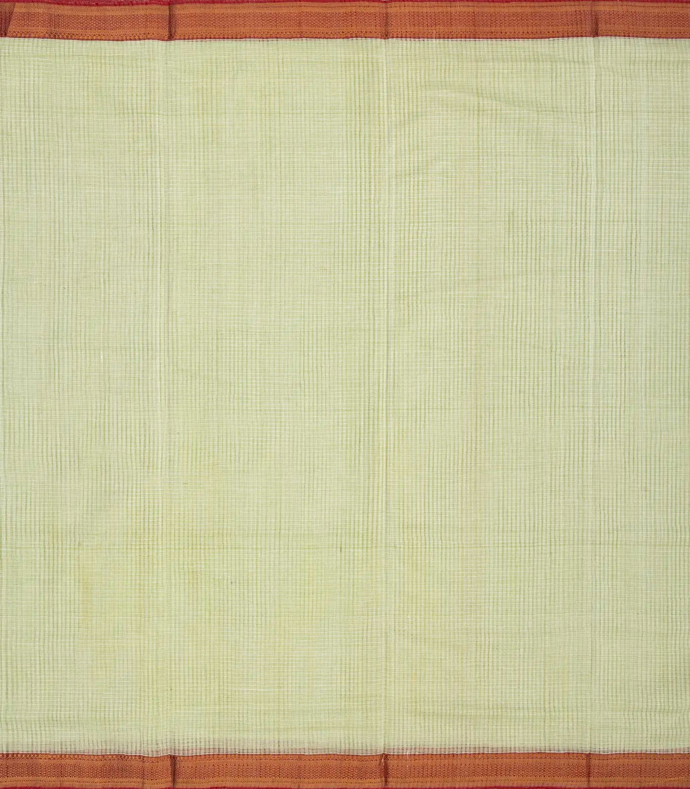 Light Green Mangalagiri Cotton Saree With Stripes & Contrast Border