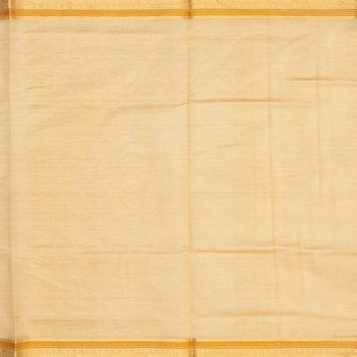 Cream Handloom Silk Cotton Saree With Checks & Gandaberunda Motifs