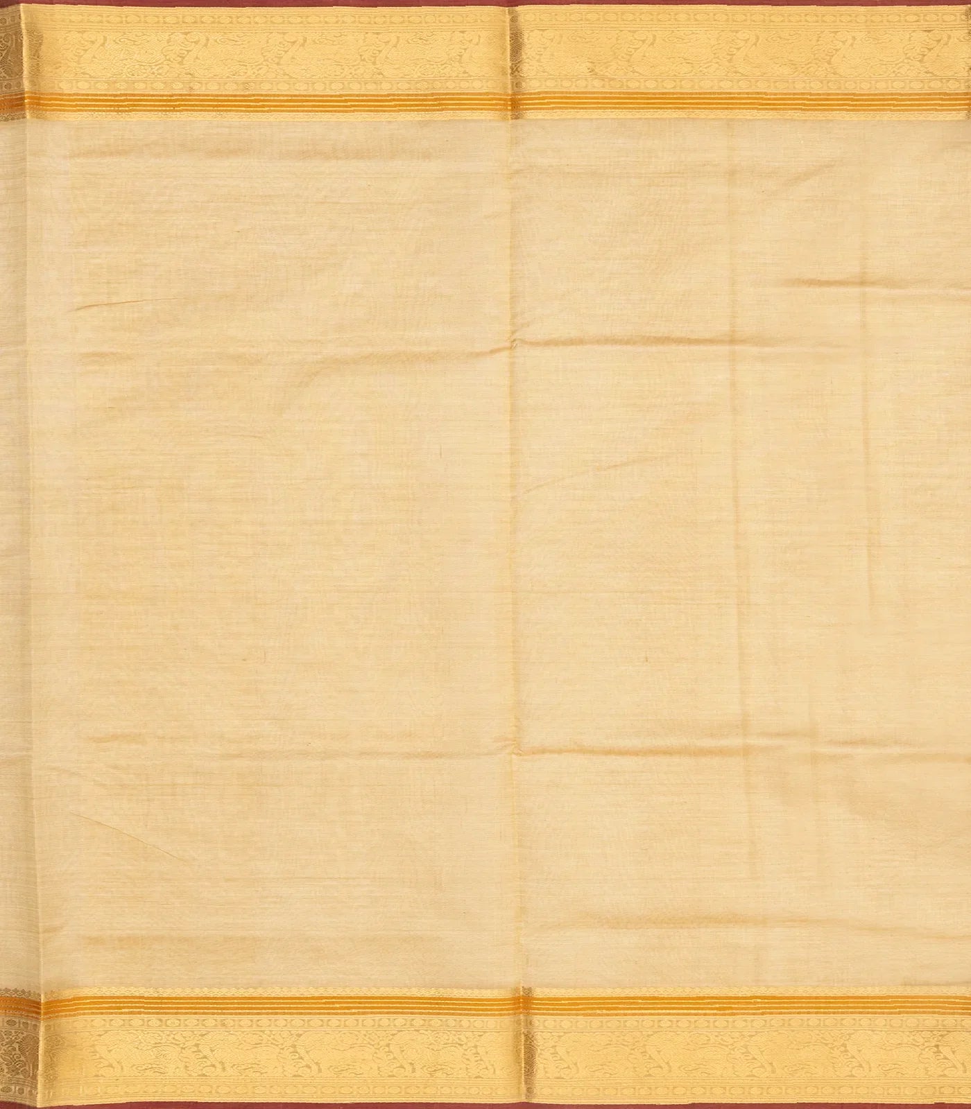 Cream Handloom Silk Cotton Saree With Checks & Gandaberunda Motifs