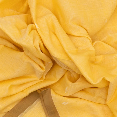 Sandal Handloom Bengal Cotton Saree With Plus Buttas