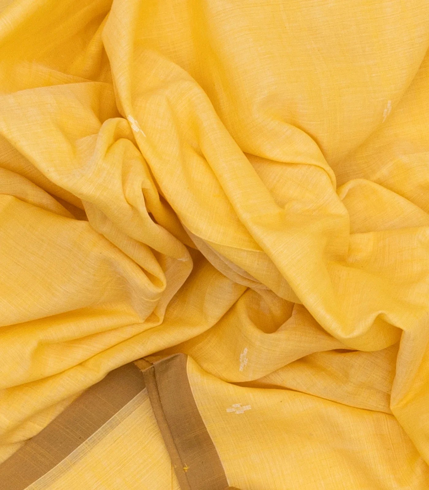 Sandal Handloom Bengal Cotton Saree With Plus Buttas