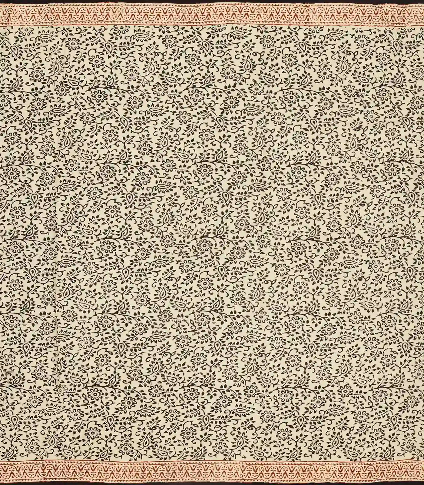 Cream Woven Jaipur Cotton Saree Printed With Mango Motifs