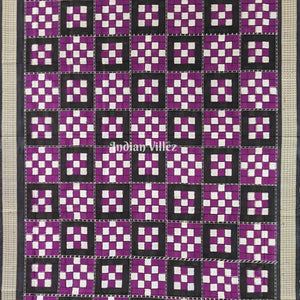 Purple White Pasapali Sambalpuri Silk Saree