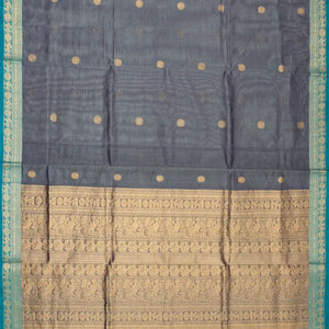 Grey Handloom Silk Cotton Saree With Yazhi Buttas