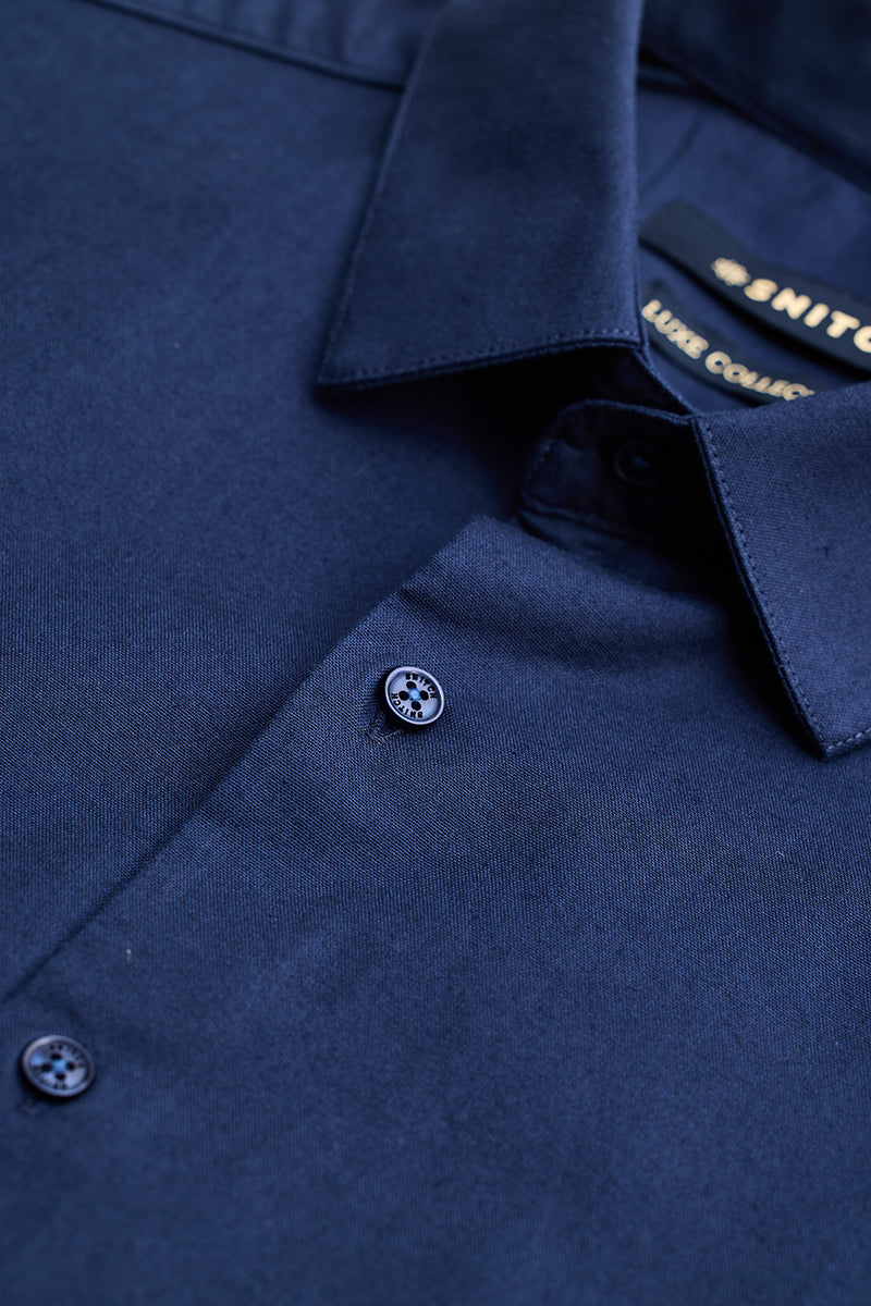 Dark Blue Stretchable Slim Fit Shirt