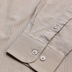 Beige Slim Fit Stripes Shirt
