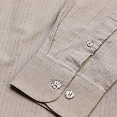 Beige Slim Fit Stripes Shirt
