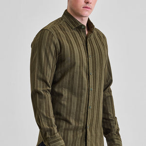 Olive Corduroy Slim Fit Shirt