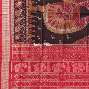 Wine Maroon Nartaki Theme Sambalpuri Pure Silk Saree