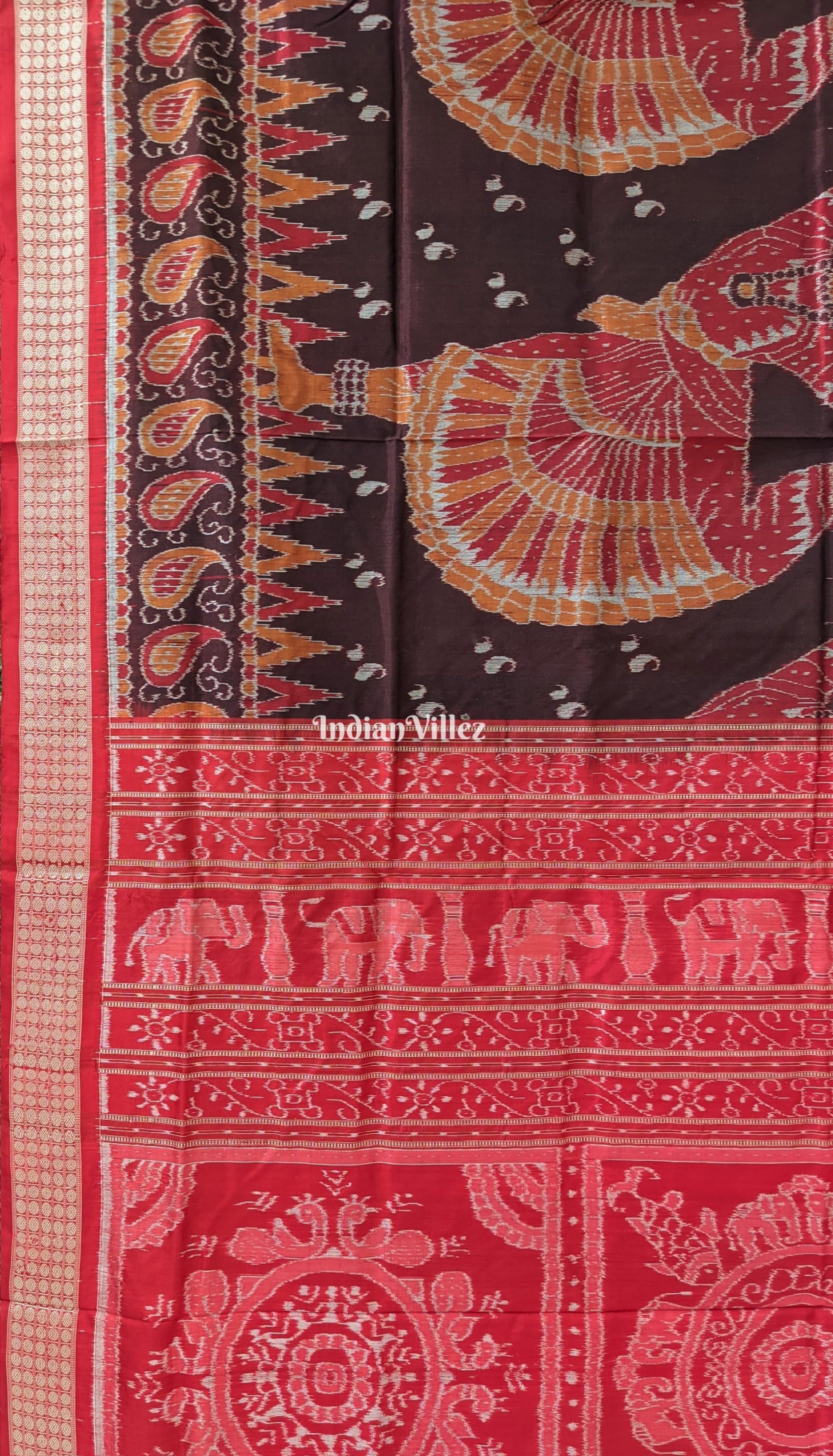 Wine Maroon Nartaki Theme Sambalpuri Pure Silk Saree