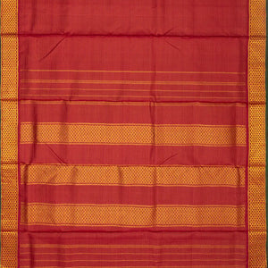 Crimson Handloom Kanchipuram 9 Yards Silk Saree With Zari Stripes
