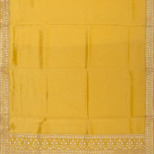 Mustard Woven Tissue Emboss Embroidery Saree