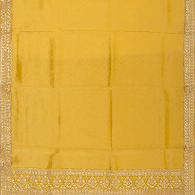 Mustard Woven Tissue Emboss Embroidery Saree