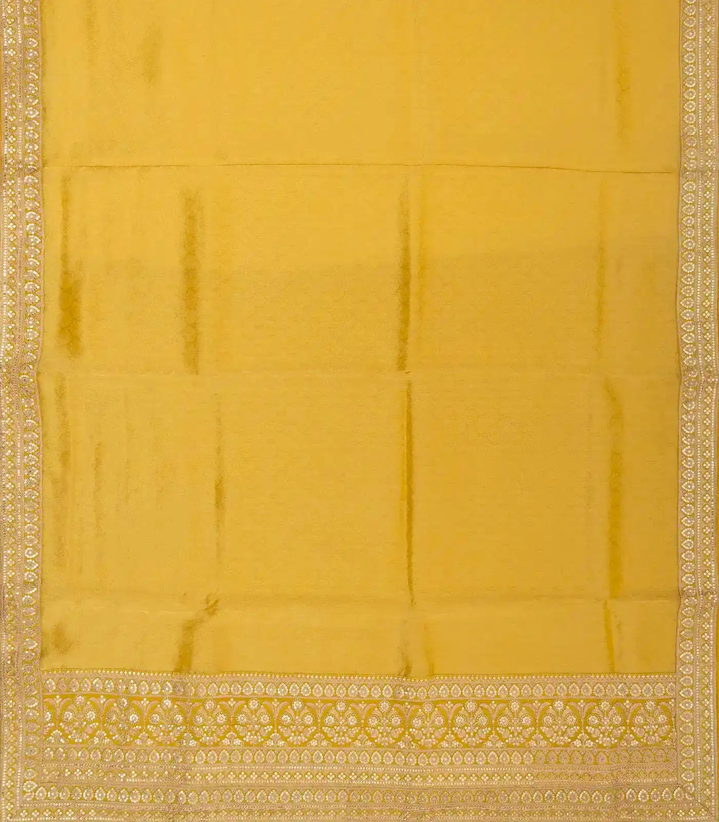 Mustard Woven Tissue Emboss Embroidery Saree