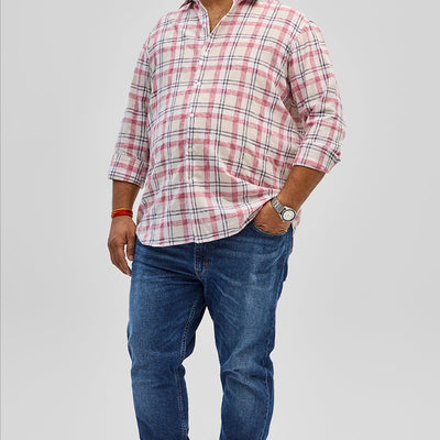 Red Checks Linen Blend Shirt
