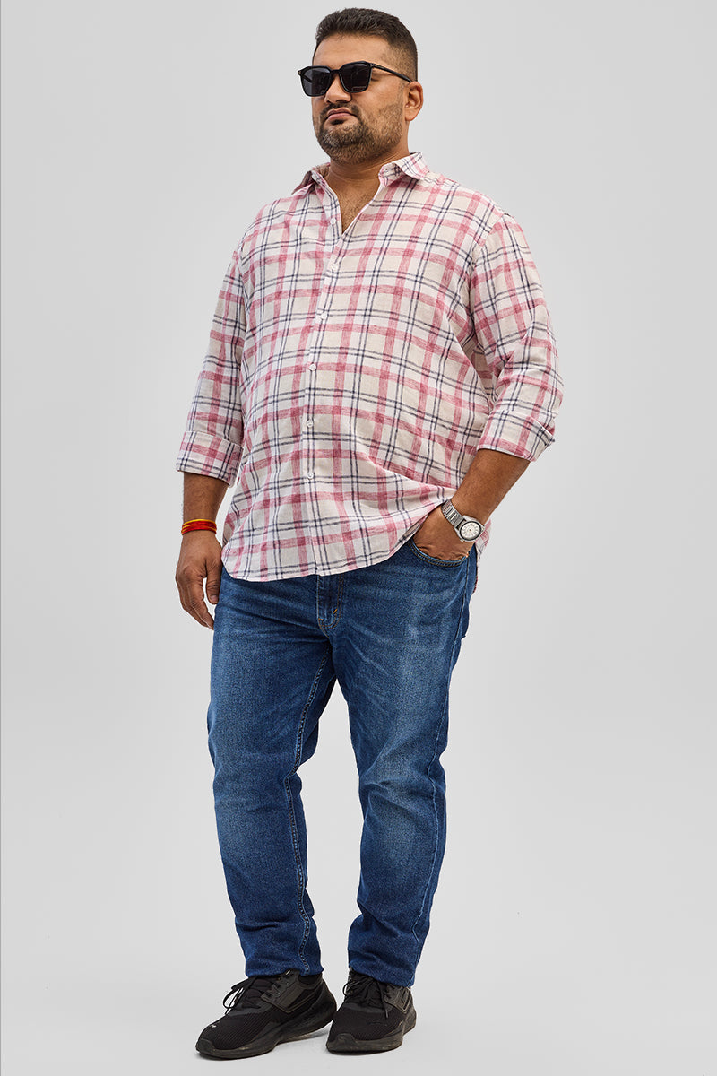 Red Checks Linen Blend Shirt