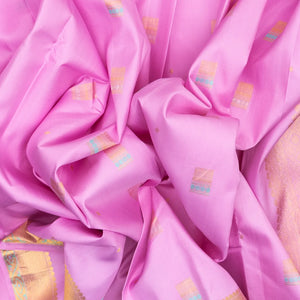 Lavender Handloom Kanchipuram Silk Saree With Meena Buttas