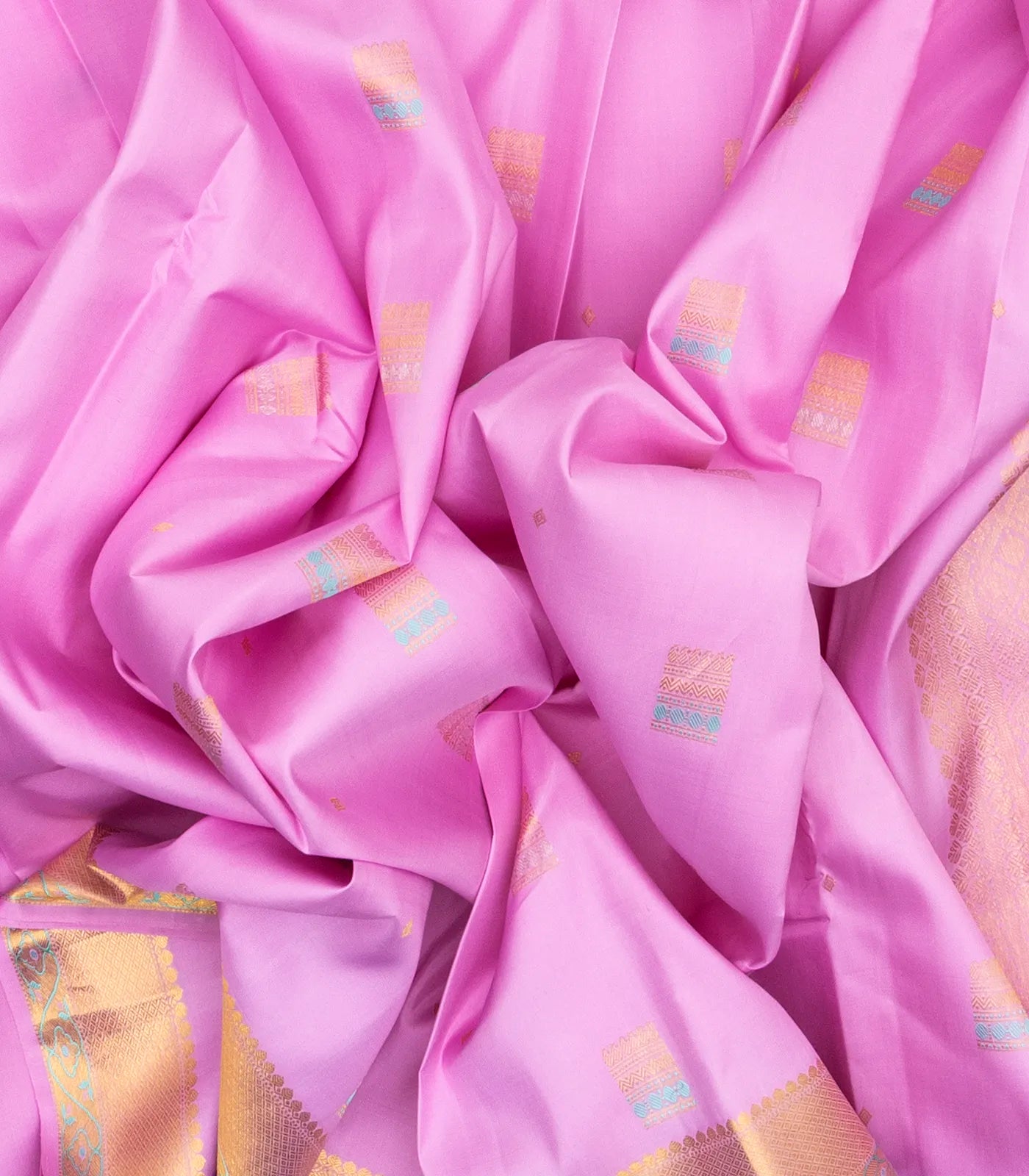 Lavender Handloom Kanchipuram Silk Saree With Meena Buttas