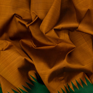 Oil Mustard Handloom Kanchipuram Silk Saree With Green Border