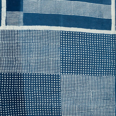 Indigo Woven Jaipur Cotton Saree Printed With White Stripes