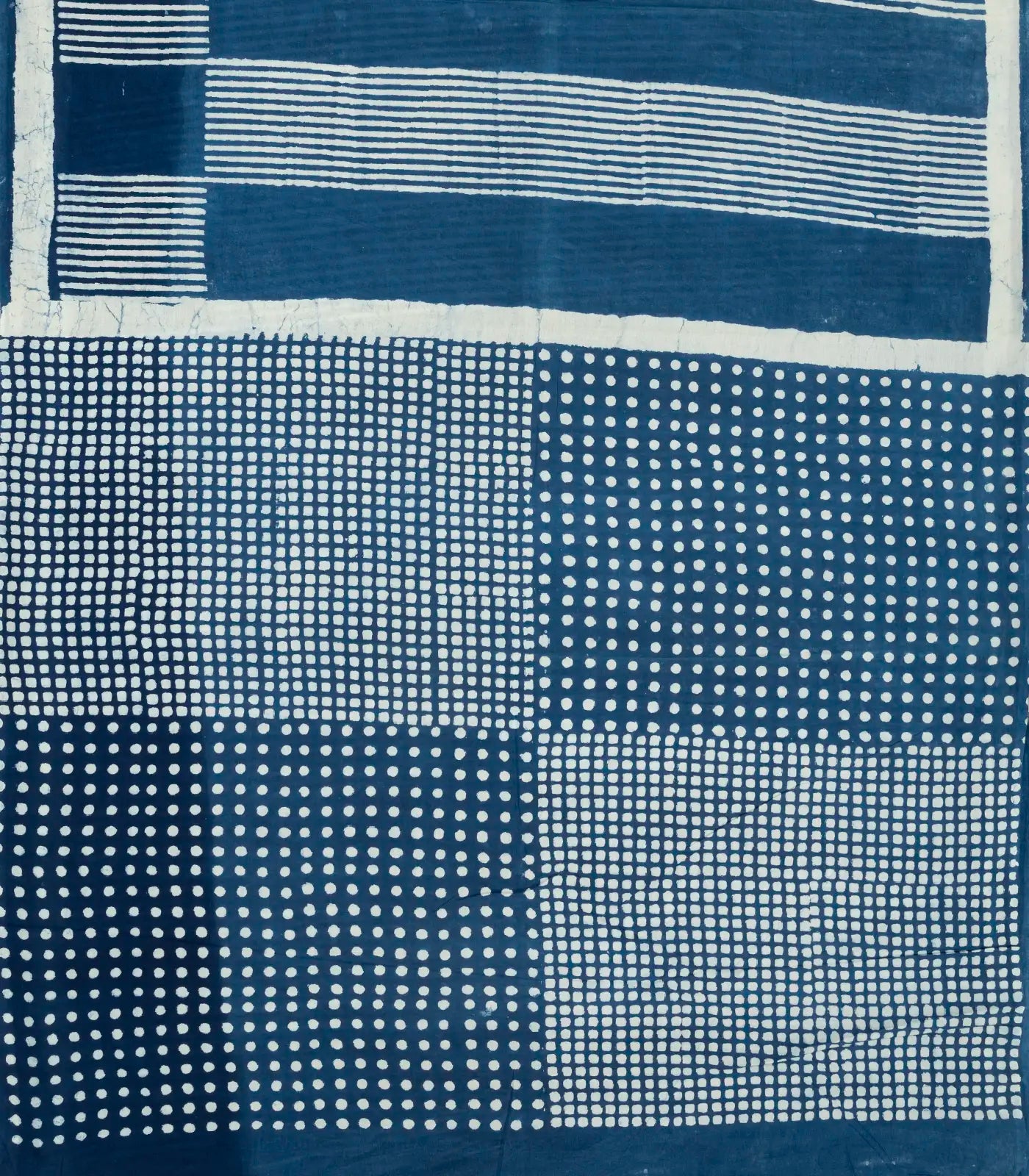 Indigo Woven Jaipur Cotton Saree Printed With White Stripes