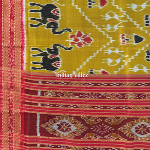 Mehendi Green Red Tribal Khandua Silk Saree