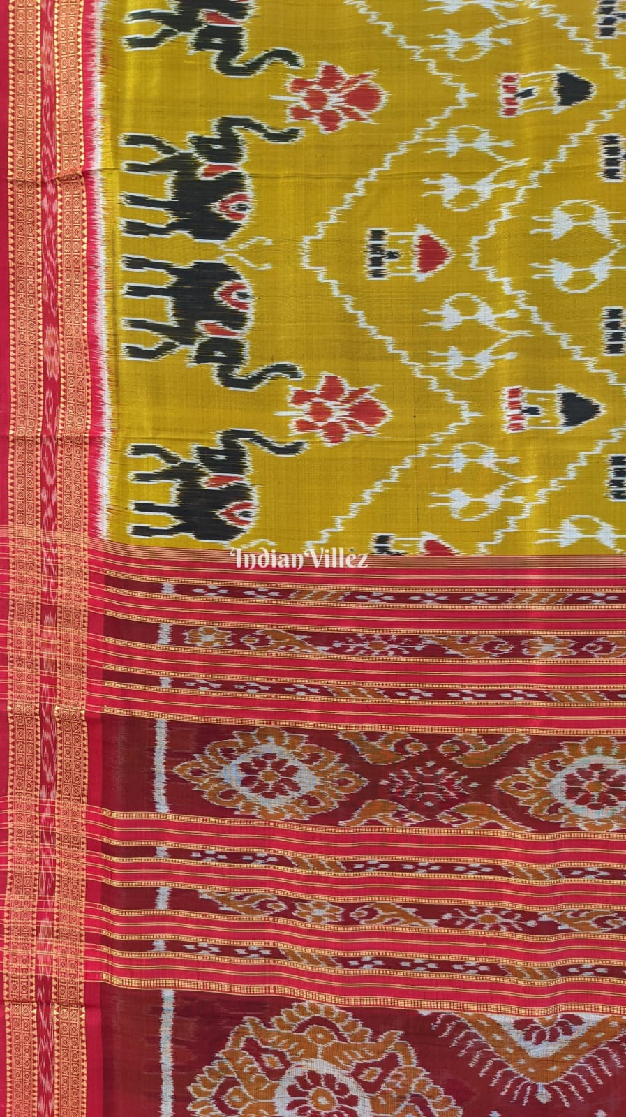 Mehendi Green Red Tribal Khandua Silk Saree