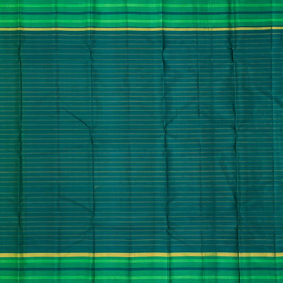 Grey Handloom Korvai Kanchipuram Silk Saree With Checks