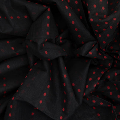 Black Handloom Bengal Cotton Saree With Dotted Motifs