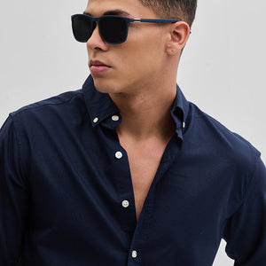 Navy Solid Oxford Shirt