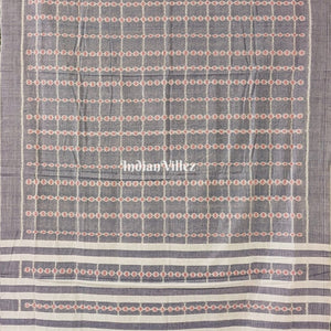 Light Denim Blue Odisha Handloom Cotton Saree with Tassel