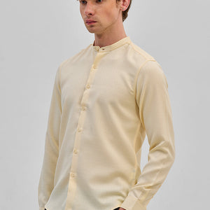 Beige Mandarin Slim Fit Shirt