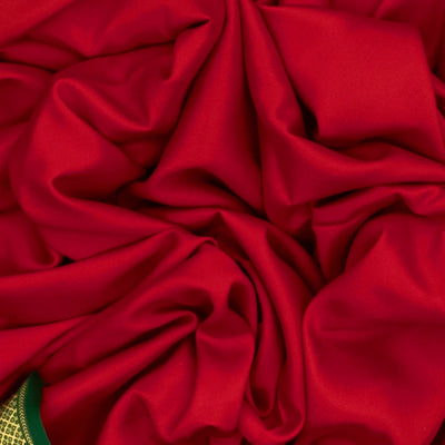 Red Mysore Crepe Silk Saree With Contrast Border