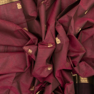 Dusty Pink Handloom Kanchi Cotton Saree With Horse Buttas