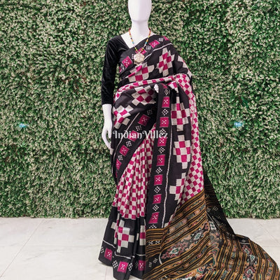 Black Rani Pasapali Theme Designer Contemporary Silk Saree