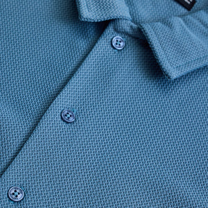 Blue Textured Polo T-Shirt