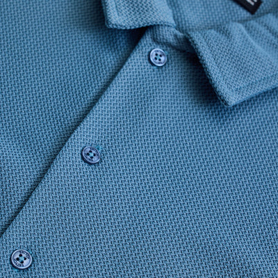 Blue Textured Polo T-Shirt