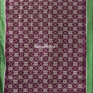 Coffee Forest Green Odisha Ikat Contemporary Silk Saree