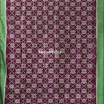 Coffee Forest Green Odisha Ikat Contemporary Silk Saree