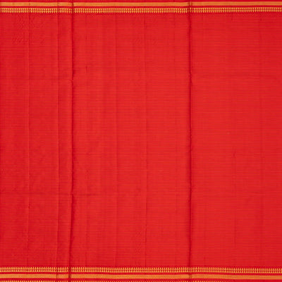 Yellow Handloom Soft Silk Saree With Checks & Contrast Red Border