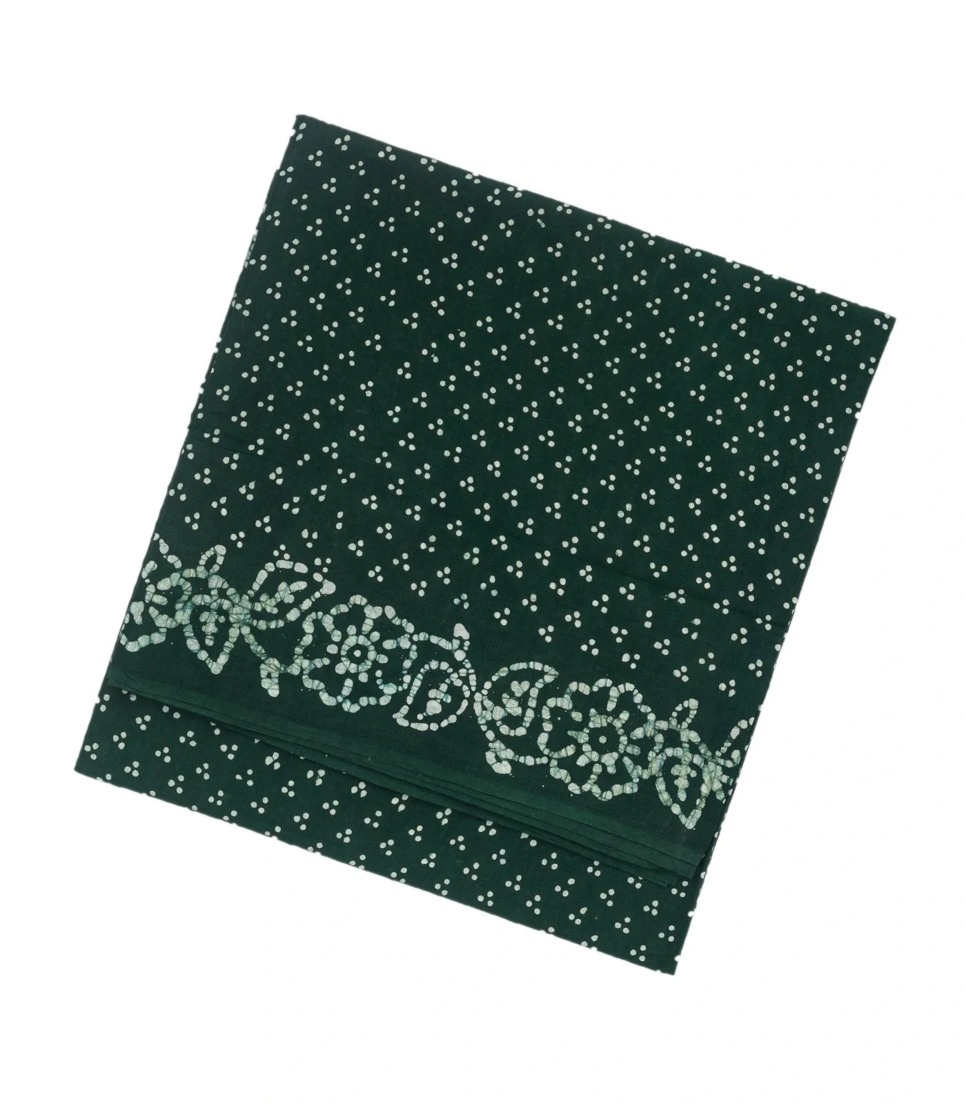 Bottle Green Sungudi Cotton Saree With Tie & Dye Floral Motifs