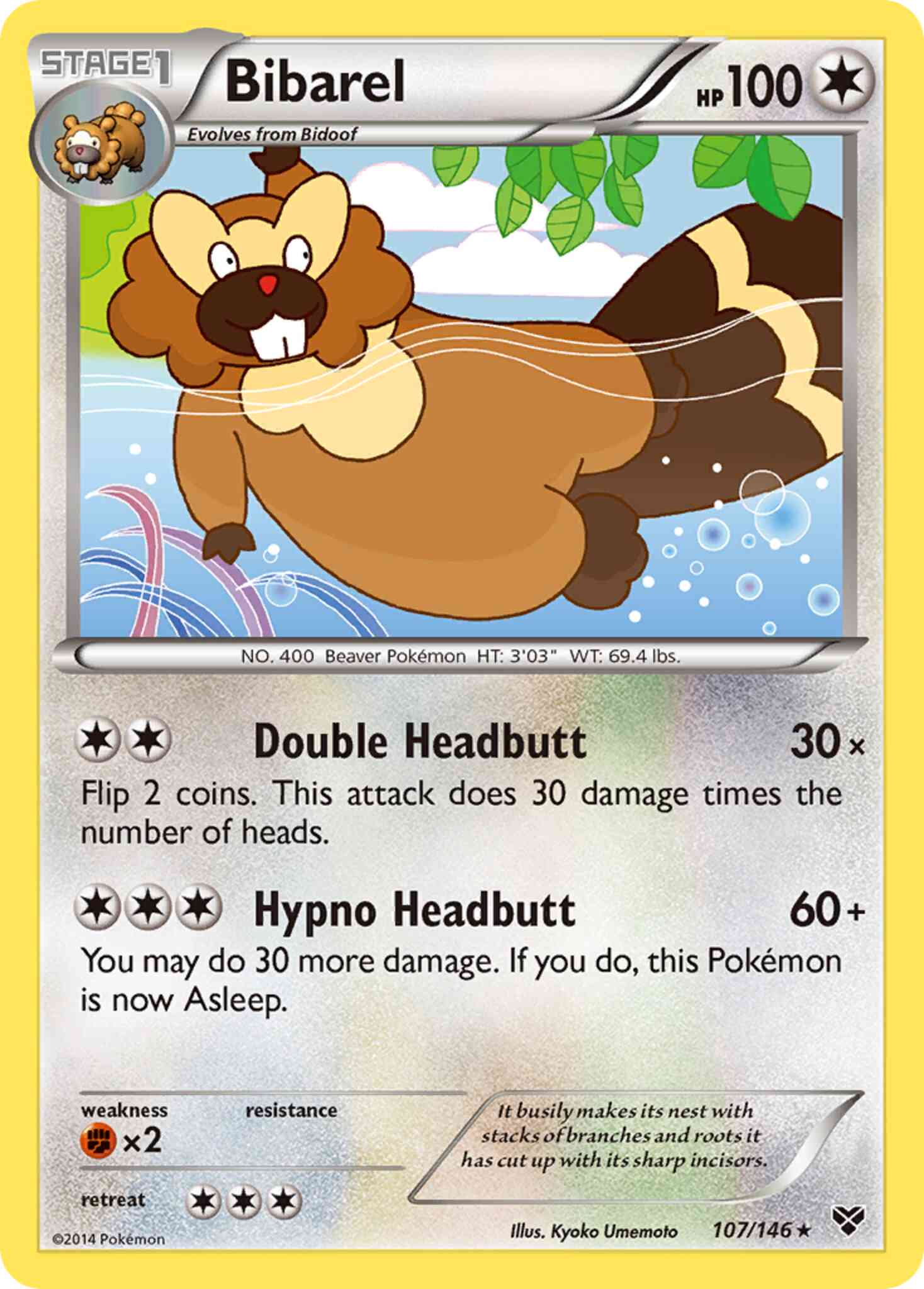 Bibarel - 107/146 - Rare [xy1-107] [Reverse Holo]