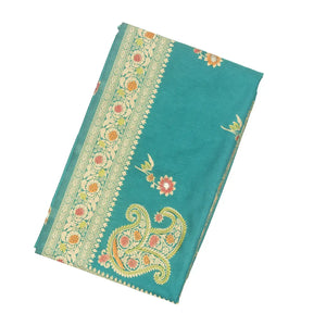 Cyan Woven Blended Dupion Saree With Konia Butta Motifs