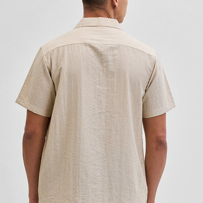 Beige Box Fit Linen Blend Shirt