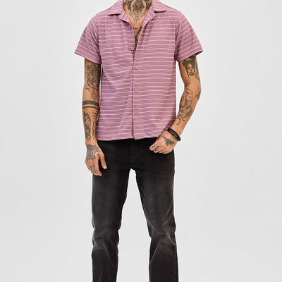 Pink Box Fit Stripes Shirt